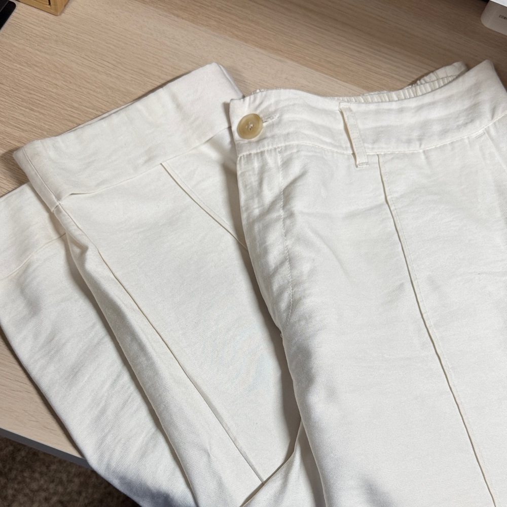 A New Day Cream Trousers cuffed ankle